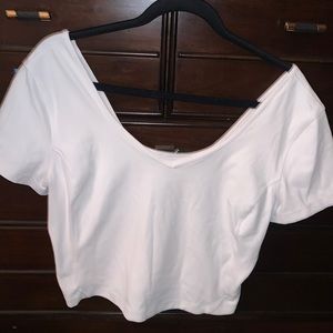 LuluLemon white crop workout shirt